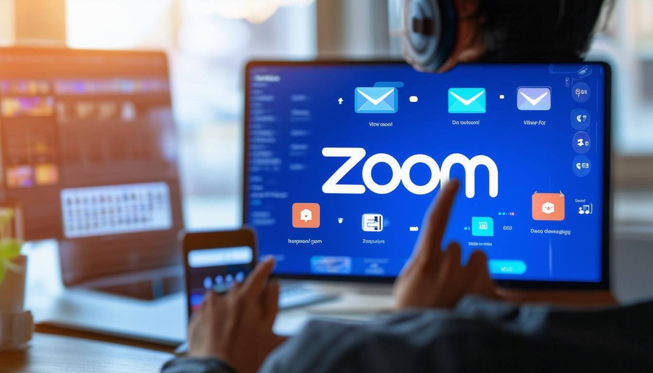 Large Zoom video logo in the center